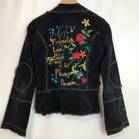 LaClasseCouture black corduroy embroidered blazerM - Picture 2 of 16